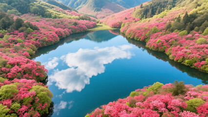 Azaleas are in full bloom in Dajiu Lake Scenic Area, Shennongjia, Hubei