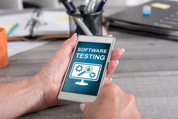 Software testing concept on a smartphone