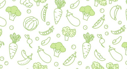 Vegetable Pattern with Broccoli, Carrot, Peas, and Radish