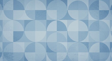 Geometric Pattern with Circles and Squares in Blue Tones