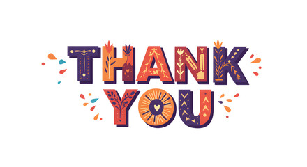 Colorful Thank You Pixel Art Typography on Transparent Background