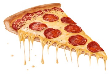 Delicious Slice of Pepperoni Pizza with Gooey Melted Cheese and Crispy Crust

