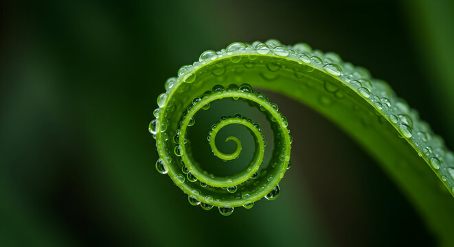 Nature's Fibonacci Sequence: A Dew-Kissed Spiral of Life and Growth