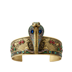 Gold Cobra Cuff Bracelet with Colorful Gemstones
