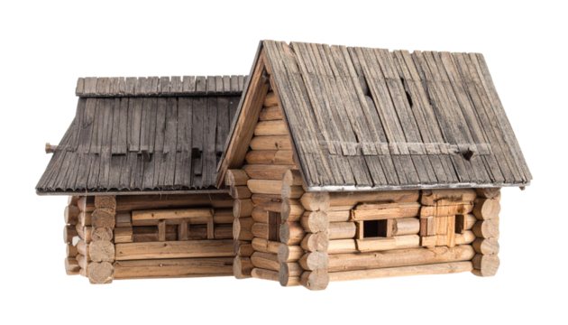 a hut made by Dabbing technique isolated on transparent background.