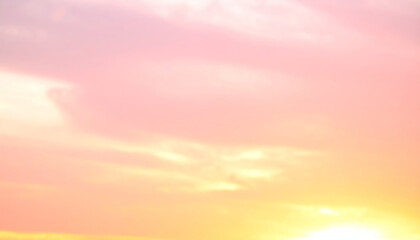 serene sunset with pastel hues of peach and pink, creating dreamy atmosphere filled with soft light and tranquility. colors blend beautifully, evoking sense of calm and wonder