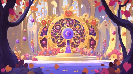 Obraz premium Enchanted Portal Pixel Art Fantasy World Whimsical Scenery Mystical Realm Gateway to Another Dimension Vibrant Colors and Intricate Details