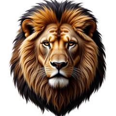 Fototapeta premium Majestic Lion Head, Golden Brown, Transparent Background