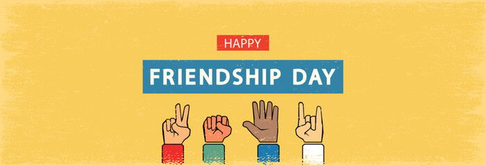 International Friendship Day. Hands of different nationalities in the sign of friendship.