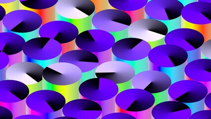 Abstract сomposition 3D сylinders with overlapping circular sectors