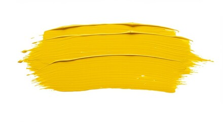 Yellow Paint Brushstroke Texture on White Background