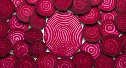 Beetroot Slices Forming A Concentric Pattern For Creative Culinary Applications