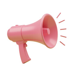Pink Megaphone with Sound Waves, Transparent Background