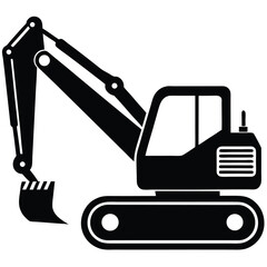 excavator side view vector