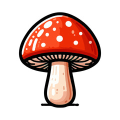 Cartoon Illustration of a Red Mushroom