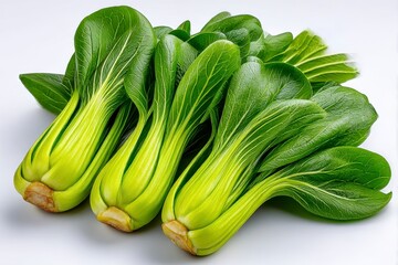 Obraz premium Fresh Green Bok Choy on White Background