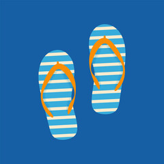 Striped summer flip-flops. Beach shoes. Flat vector illustration. Isolated.