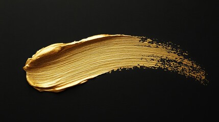 Abstract gold paint stroke on black background texture design art rich daub brush shiny style image