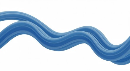 Blue Wavy Lines on White Background Minimalist Design