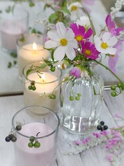 candle and flowers