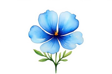 Fototapeta premium Elegant blue flower painted in watercolor style, ideal for Mother's Day cards, spring-themed prints, or delicate floral designs. Blue watercolor flower illustration for Mother's Day