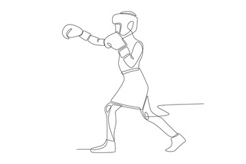 Kid boxing concept one-line drawing