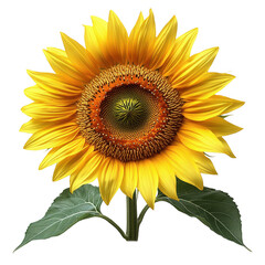 Beautiful sunflower blossom close up vibrant petals and detailed center view on transparent background