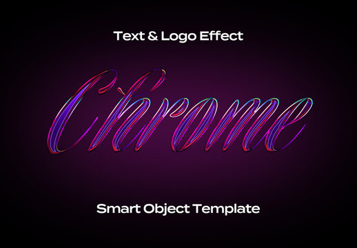 Chrome Transparent Black Text Logo Style Effect Mockup Logotype Template Shape