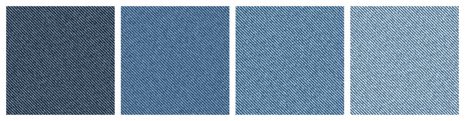 Set of denim blue jeans background texture vector design isolated. Close up texture corduroy fabric velvet square background 4K collection