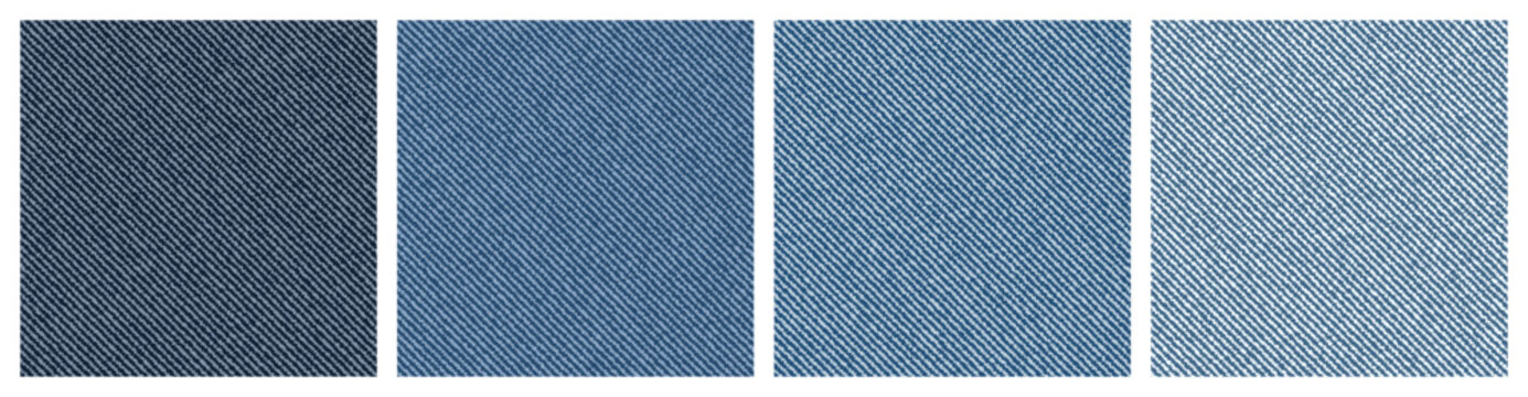 Set of denim blue jeans background texture vector design isolated. Close up texture corduroy fabric velvet square background 4K collection