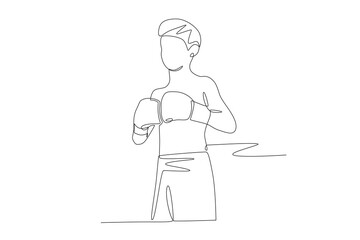 Kid boxing concept one-line drawing