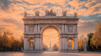 Obraz premium The majestic Arco della Pace (Arch of Peace), an impressive neoclassical arch in Milan’s Parco Sempione