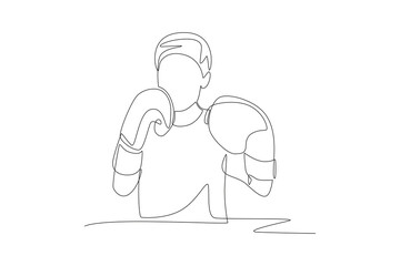 Kid boxing concept one-line drawing