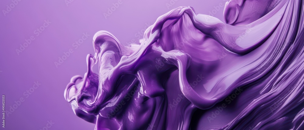 Poster abstract purple fluid wave with glossy texture, creating a dynamic and elegant background for modern