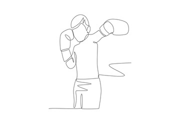 Kid boxing concept one-line drawing