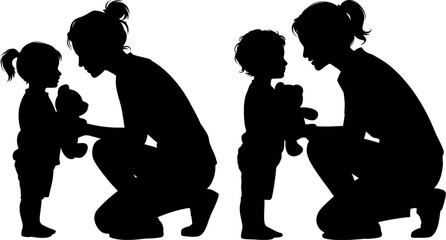 Mother and Child Silhouettes Sharing a Tender Moment