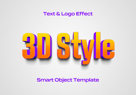 3D Text Logo Style Effect Mockup Logotype Template Shape