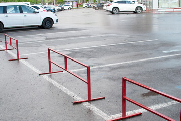 red iron parking limiters in the city