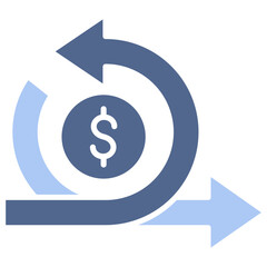 Money Flow Flat Blue Icon