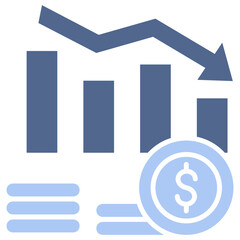 Economic Crisis Flat Blue Icon