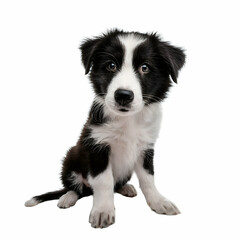 Fototapeta premium Adorable Border Collie Puppy: A charming border collie puppy sits attentively, its expressive eyes and playful demeanor capturing the essence of canine youth and innocence. 