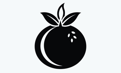 Pomegranate silhouette, pomegranate fruit silhouette vector, pomegranate icon clip art