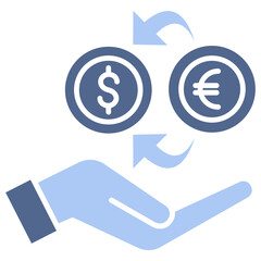 Money Exchange Flat Blue Icon