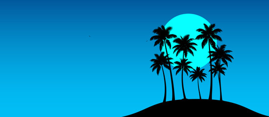 sfondo, sagoma, silhouette, palme tropicali, estate, mare, tramonto, paesaggio, spiaggia, vacanze, relax,