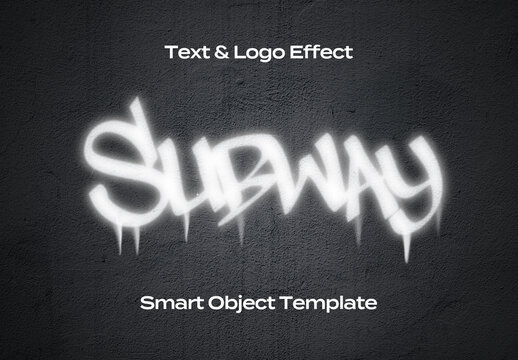 Graffiti Street Wall Mural Text Logo Style Effect Mockup Logotype Template Shape
