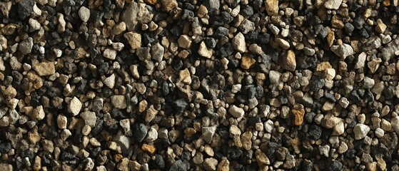 Close-up of small pebbles and stones creating a textured surface.