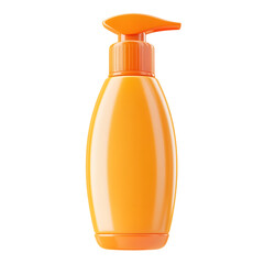 3D pump bottle in yellow and orange, ideal for soap, lotion, or hygiene visuals.