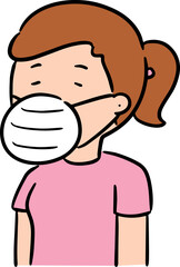 Illustration of woman using medical mask
