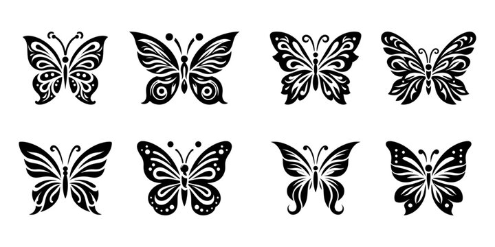 Elegant Butterfly Silhouettes Vector Set