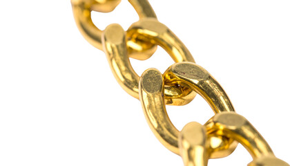 Fototapeta premium close up view of shiny gold chain, showcasing its smooth links and reflective surface, evokes sense of luxury and elegance. intricate design highlights craftsmanship involved creating this jewelry